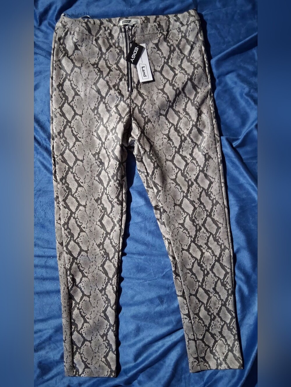 Snake Print Pull-On Zip Front Pants
